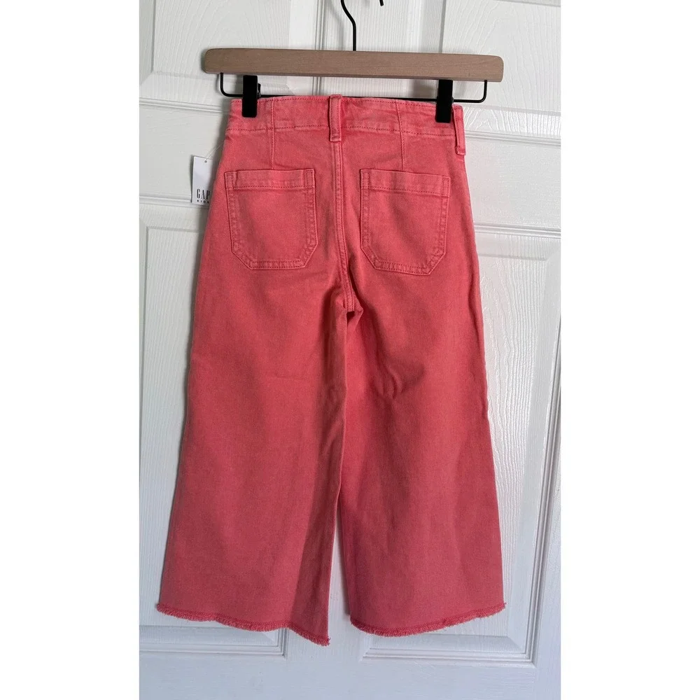 Gap Kids 2pc Outfit Set Size 6 Coral Pink High Stride Jeans White Peplum Top NWT